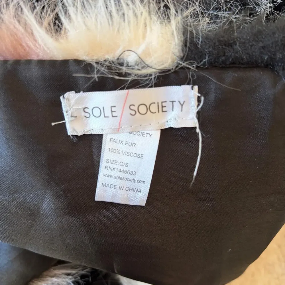 Sole Society Faux Fur Collar Scarf Shawl Wrap Plush Thick Neck Warmer Multicolor